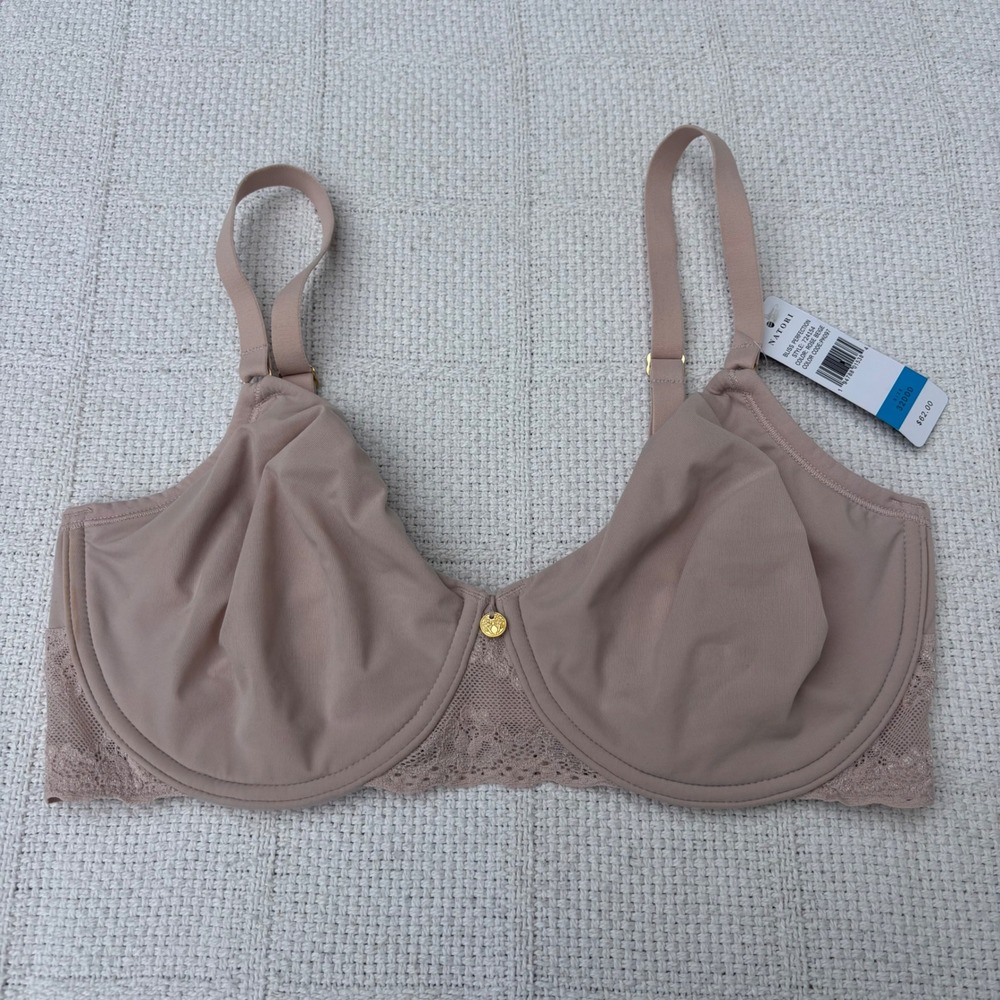 Women's 32DDD NATORI Bliss Perfection Comfort Lace T-Shirt Bra Rose Beige NWT